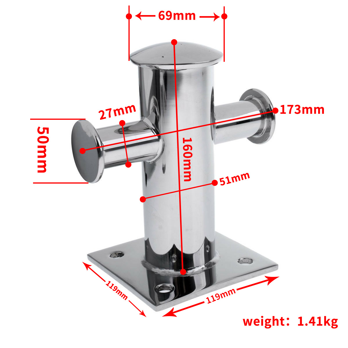 Marine Cross Bollard Mooring Bitt Cleat Stainless Steel for Boat